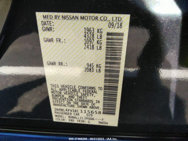 1N4BL4FV1KC115658 Nissan Altima 2.5 Platinum