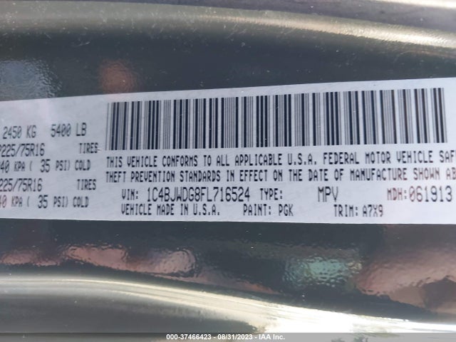 1C4BJWDG8FL716524 Jeep Wrangler Unlimited Sport