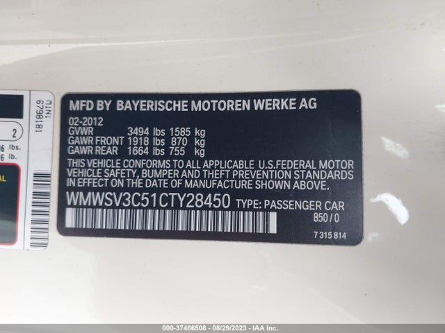 2012 MINI COOPER HARDTOP WMWSV3C51CTY28450 Photo 8