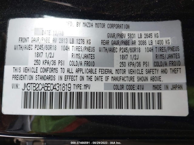 Mazda Cx-9 Touring 2014 JM3TB2CA6E0431819 Image 9