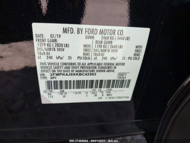 2FMPK4J9XKBC42563 Ford EDGE SEL
