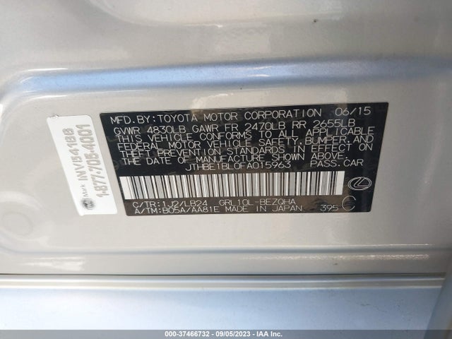 Lexus GS 350 2015 JTHBE1BL0FA015963 Image 9