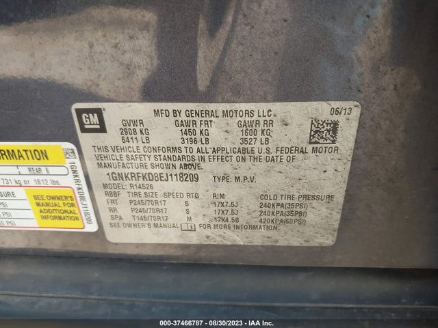 Chevrolet Traverse Ls 2014 1GNKRFKD8EJ118209 Image 9