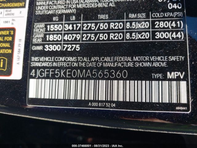 4JGFF5KE0MA565360 Mercedes-Benz Gls 450