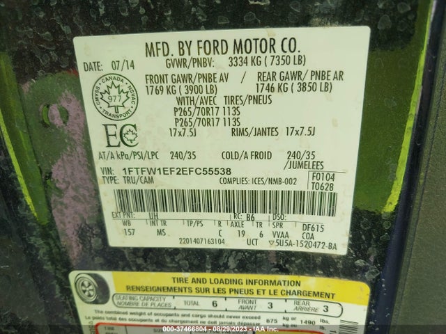 Ford F-150 Xlt 2014 1FTFW1EF2EFC55538 Image 9