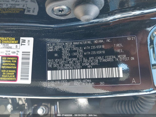 Toyota Highlander Xle 2022 5TDGZRBH0NS163991 Image 9
