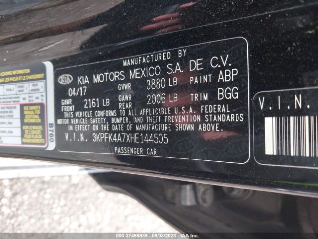 3KPFK4A7XHE144505 KIA FORTE LX
