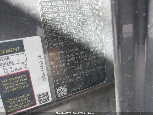 2020 JAGUAR I-PACE SADHD2S18L1F79429 Photo 8