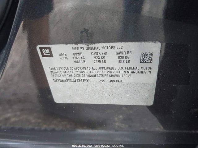 Chevrolet Cruze Lt Auto 2016 1G1BE5SM0G7247925 Image 9
