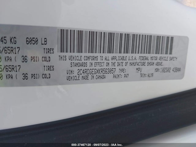Dodge Grand Caravan Gt 2019 2C4RDGEGXKR563057 Image 9