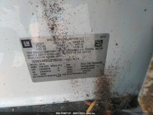 1GYKNARS0JZ105245 Cadillac Xt5 Fwd