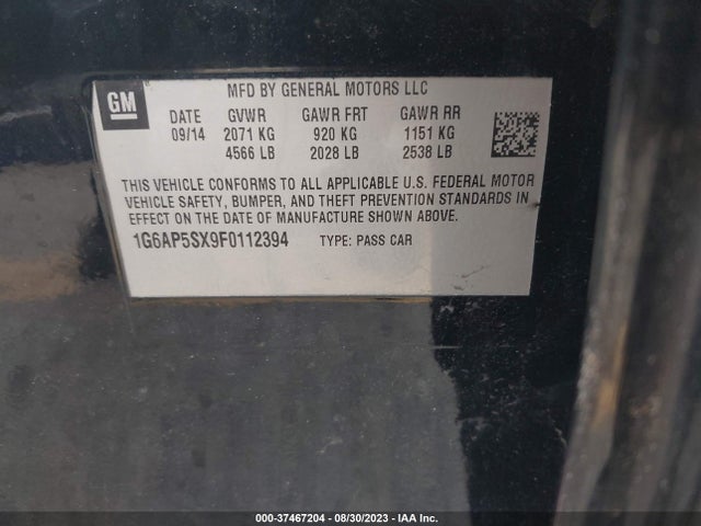 1G6AP5SX9F0112394 Cadillac Cts Sedan Rwd