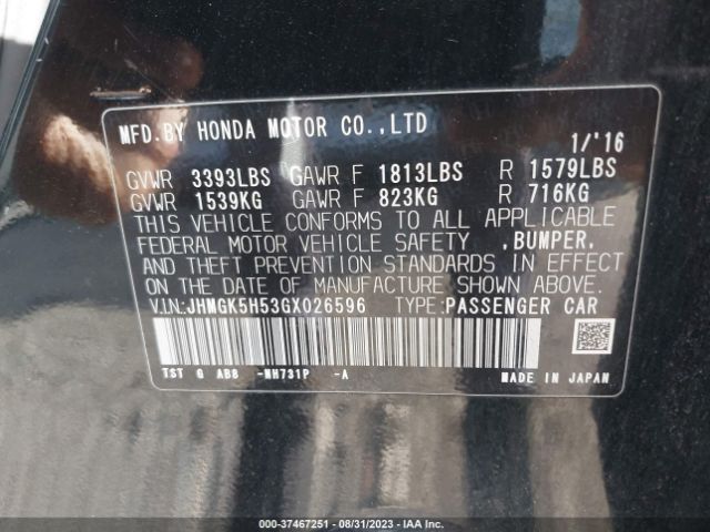 JHMGK5H53GX026596 Honda FIT LX