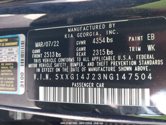 5XXG14J23NG147504 KIA K5 LXS