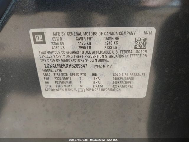 2GKALMEKXH6209847 GMC Terrain Sle