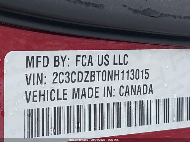2C3CDZBT0NH113015 Dodge Challenger R/t