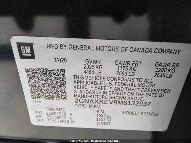 Chevrolet EQUINOX LT 2021 2GNAXKEV9M6132937 Image 9