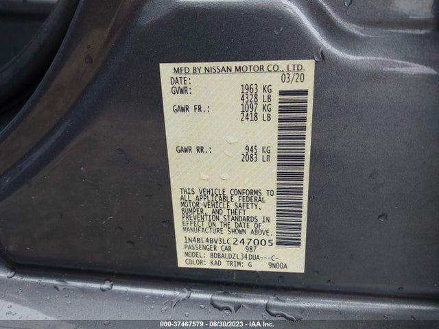 Nissan Altima 2.5 S 2020 1N4BL4BV3LC247005 Image 9