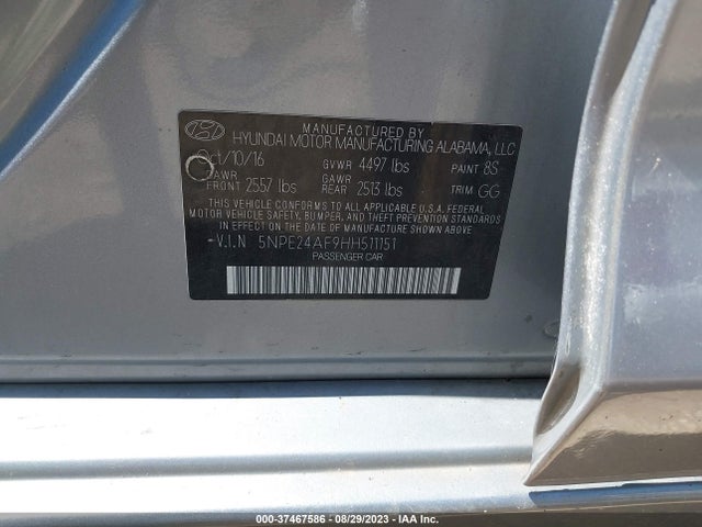 2017 HYUNDAI SONATA VIN: 5NPE24AF9HH511151