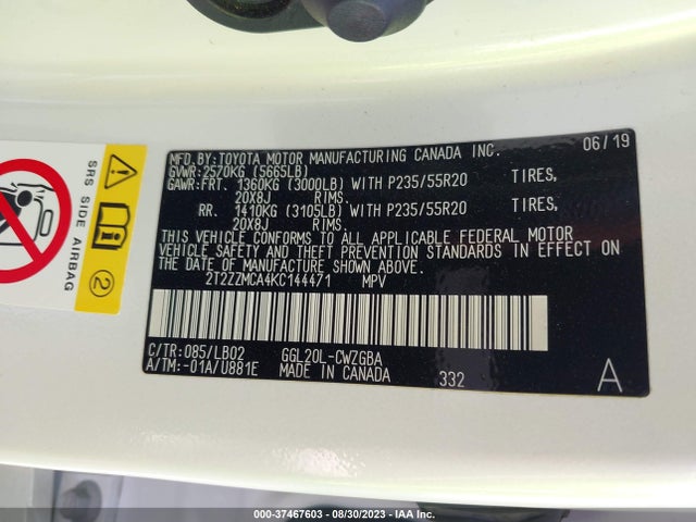 2019 Lexus RX, VIN: 2T2ZZMCA4KC144471