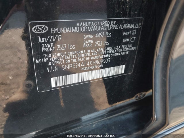 Hyundai SONATA SE 2019 5NPE24AF4KH809503 Image 9