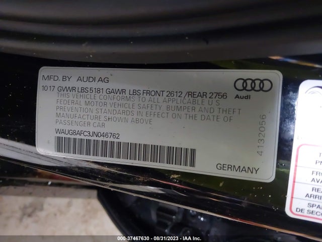 WAUG8AFC3JN046762 Audi A6 2.0t Premium