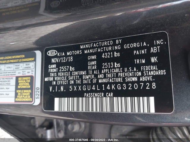 KIA OPTIMA EX 2019 5XXGU4L14KG320728 Image 9