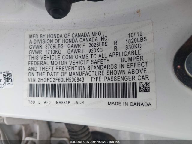 2HGFC2F60LH506843 Honda Civic Sedan Lx