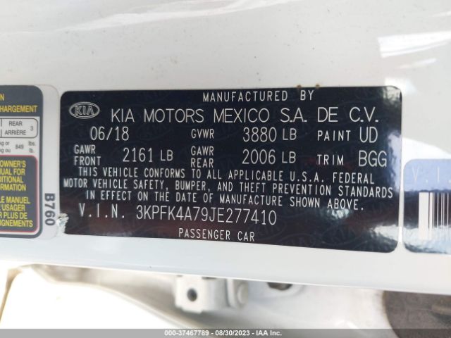 3KPFK4A79JE277410 KIA FORTE LX
