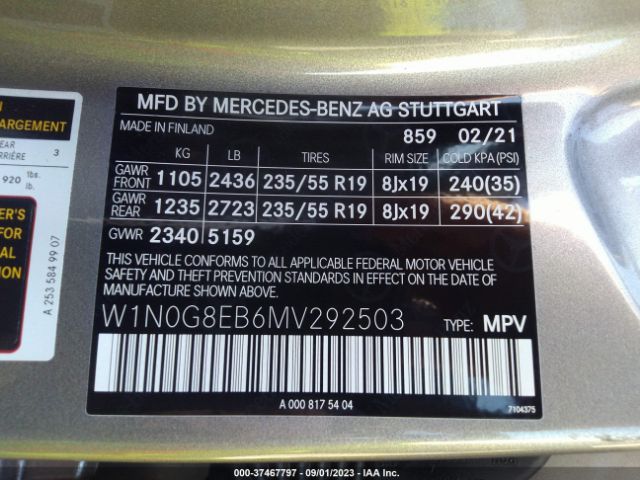 W1N0G8EB6MV292503 Mercedes-Benz Glc Glc 300
