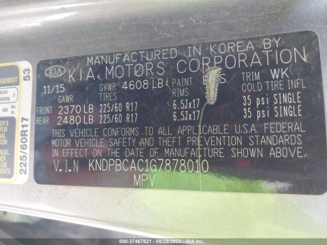 KNDPBCAC1G7878010 KIA Sportage Lx