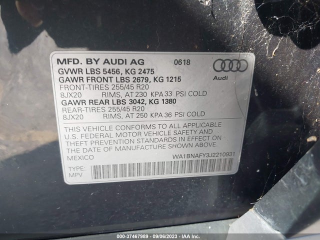 WA1BNAFY3J2210931 Audi Q5 Premium Plus