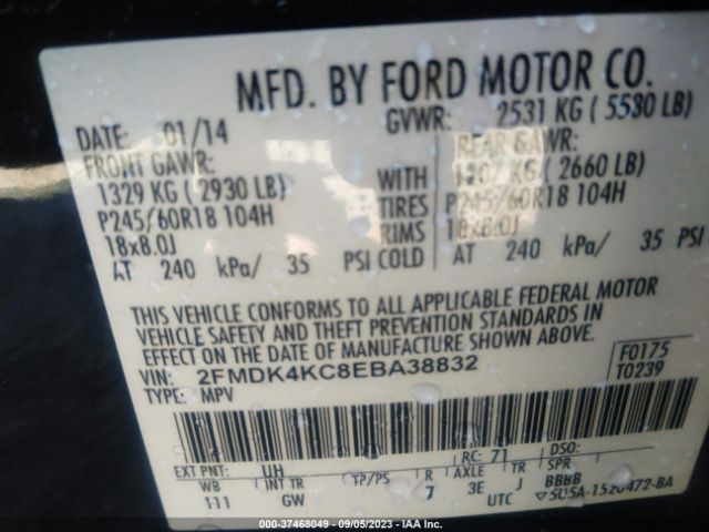 2FMDK4KC8EBA38832 Ford Edge Limited