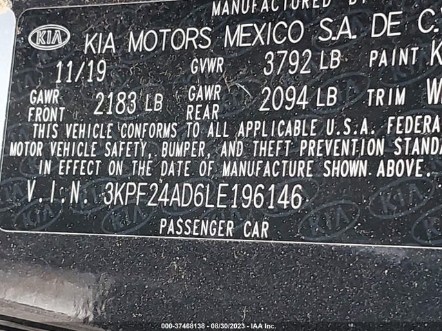 KIA Forte Lxs 2020 3KPF24AD6LE196146 Image 9