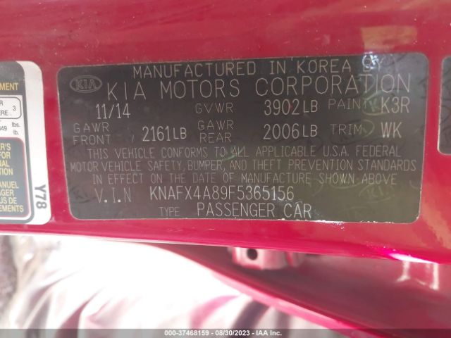 KNAFX4A89F5365156 KIA FORTE EX