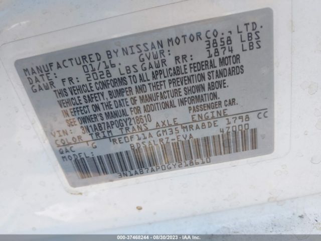 3N1AB7AP0GY218610 Nissan SENTRA SR