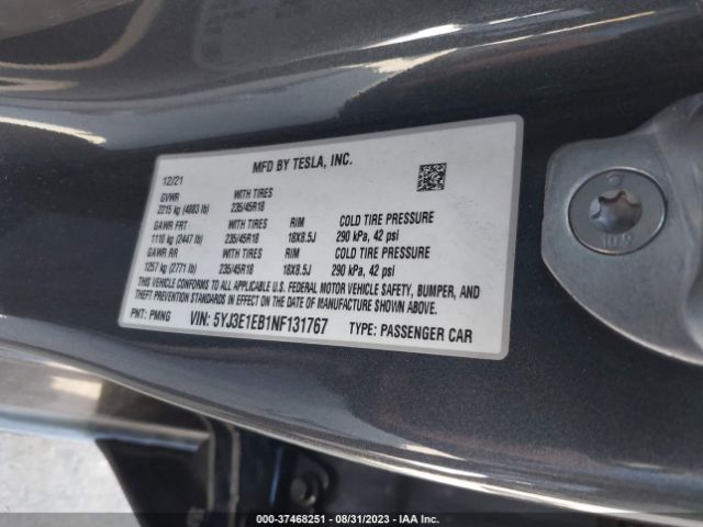 5YJ3E1EB1NF131767 Tesla Model 3 Long Range