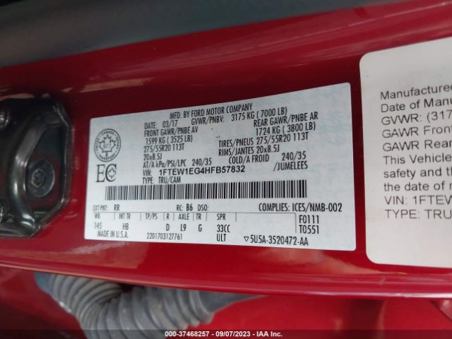 1FTEW1EG4HFB57832 Ford F-150 Xl/xlt/lariat