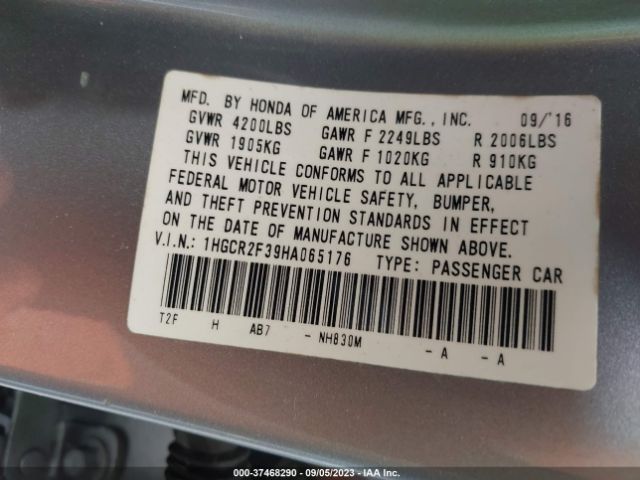1HGCR2F39HA065176 Honda ACCORD LX
