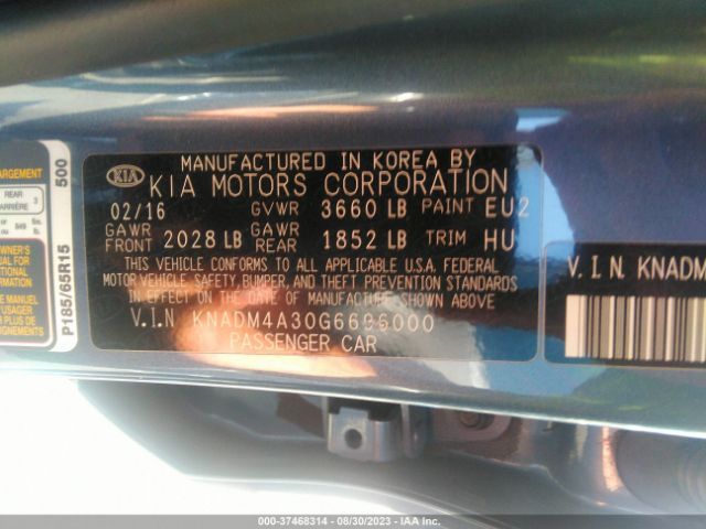 KNADM4A30G6696000 KIA RIO LX