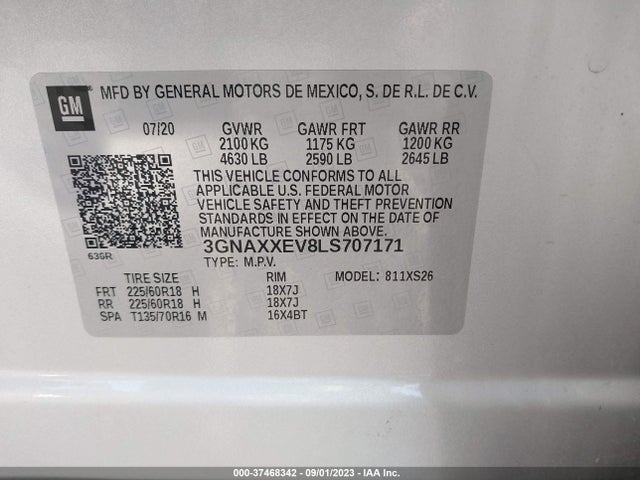 Chevrolet Equinox Premier 2020 3GNAXXEV8LS707171 Image 9