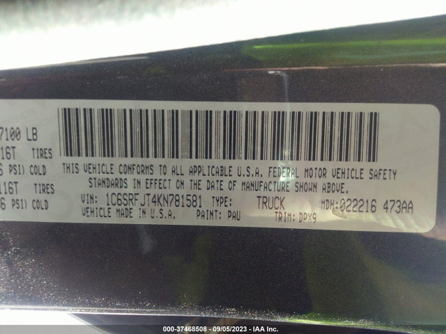 1C6SRFJT4KN781581 RAM 1500 Laramie