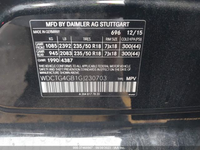 WDCTG4GB1GJ230703 Mercedes-Benz Gla Gla 250
