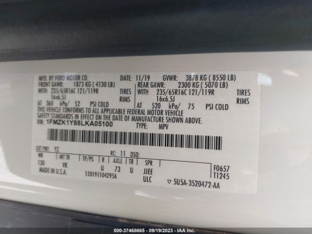 1FMZK1Y88LKA05100 Ford Transit Passenger Wagon Xl/xlt