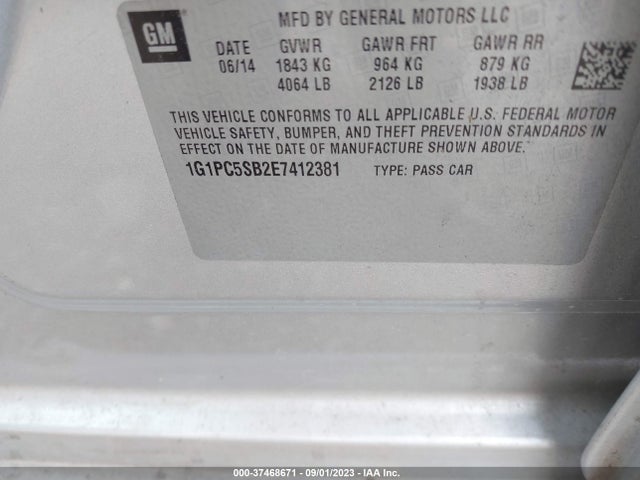 Chevrolet Cruze 1lt 2014 1G1PC5SB2E7412381 Image 9