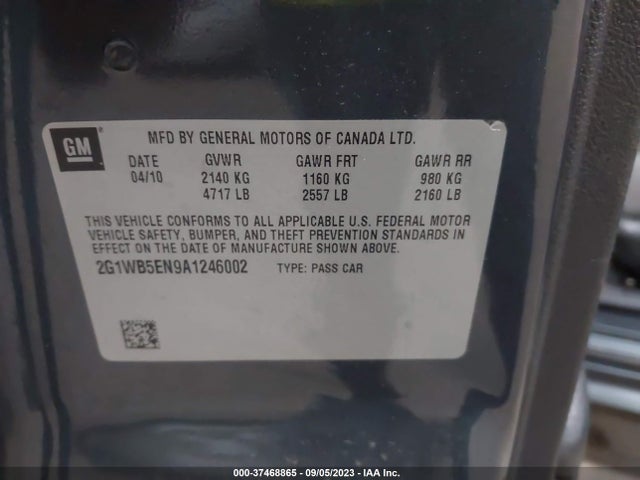 2010 CHEVROLET IMPALA LT VIN: 2G1WB5EN9A1246002