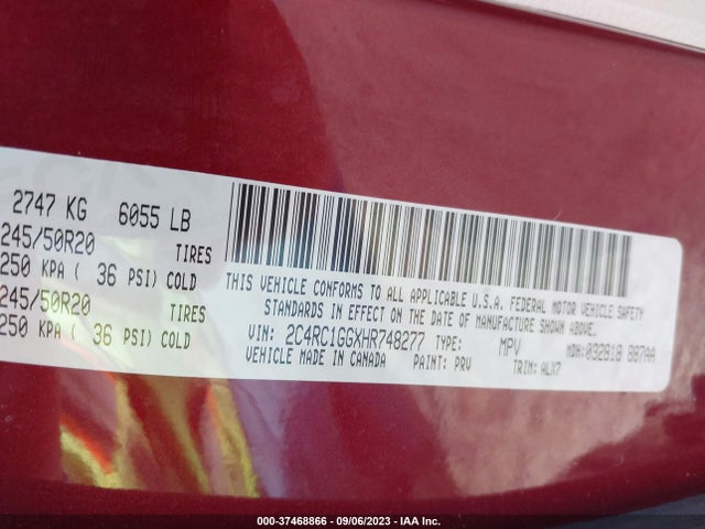 2C4RC1GGXHR748277 Chrysler Pacifica Limited