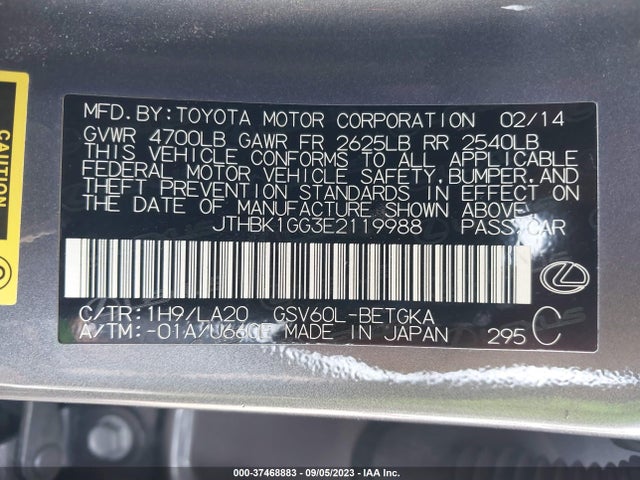 JTHBK1GG3E2119988 Lexus ES 350