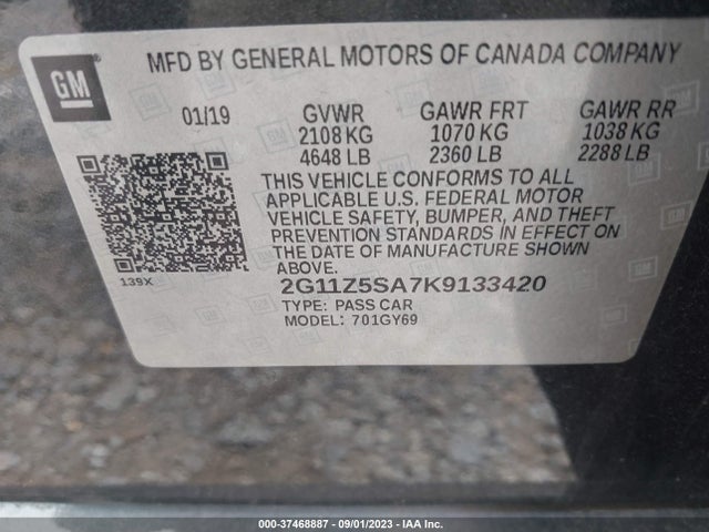 Chevrolet IMPALA LT 2019 2G11Z5SA7K9133420 Image 9