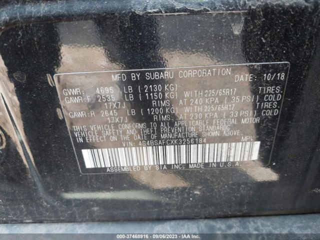 4S4BSAFCXK3256184 Subaru Outback Premium